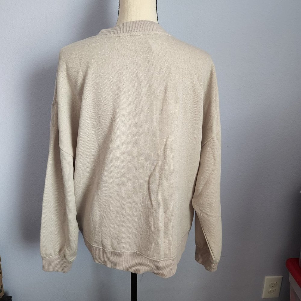 Gap Sparkly Cream Crew Neck Sweater Size Large - Picture 5 of 10